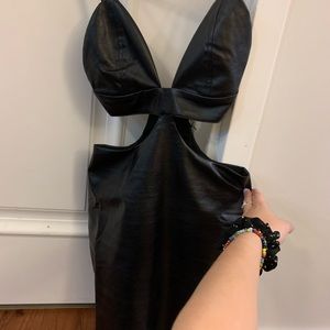 FAUX LEATHER REVOLVE CUT OUT DRESS